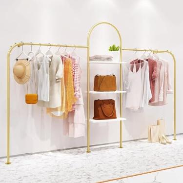 Imagem de Suporte de parede para varão, prateleira de roupas, loja de roupas, expositor de roupas, cabide comercial, prateleira organizadora multifuncional para organizar roupas, shopping e lojas