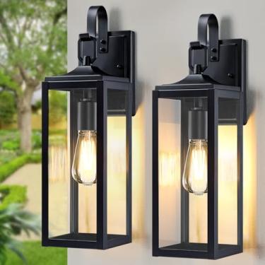 Imagem de MYHXQ Luminárias De Parede Grandes Para Áreas Externas De 18'', Pacotes Com 2 Unidades, Luminárias Externas Pretas Modernas, Arandelas Externas À Prova D'Água Para Varanda, Luminárias De Parede Para