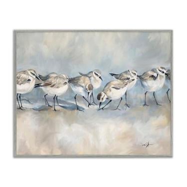 Imagem de Stupell Industries Arte giclée emoldurada cinza Sandpiper Birds Mirage, design por Ramona Murdock, 20 x 16
