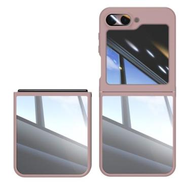 Imagem de Capa de celular transparente antiqueda para Samsung Galaxy Z Flip 6 5 Flip6 Flip5 5G TPU acrílico proteção transparente à prova de choque, rosa, para Galaxy Z Flip6