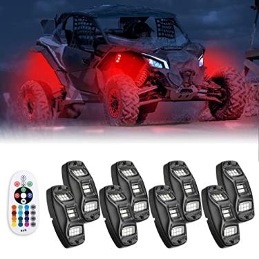 Imagem de KEMIMOTO Kits de luzes de rock de 8 cápsulas para UTV com controle de APP/RF, modo de música multicolorido, iluminação neon para caminhão, quadriciclo, luzes de LED compatíveis com Polaris RZR Can-Am