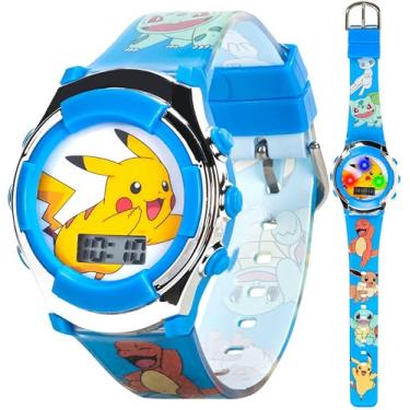 Imagem de Pokemon Relógio infantil de quartzo com pulseira de plástico, azul, 16 (modelo: POK4237AZ)