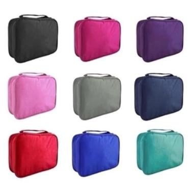 Imagem de Estojo De Lápis Escolar Juvenil Box Jumbo Nylon Táctico Grande Com Divisória(Rosa)