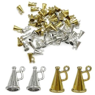 Imagem de vokoko 60 pingentes megafone de torcida em forma de mini alto-falante, pingentes de torcida para fazer joias, brincos, colar, pulseira, chaveiro, artesanato DIY