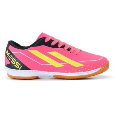 Imagem de Chuteira Futsal Messi Branca Leve e Confortável para Quadra e Salão  S