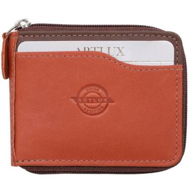 Imagem de Carteira Couro Rústico com Zíper Artlux 938, Caramelo