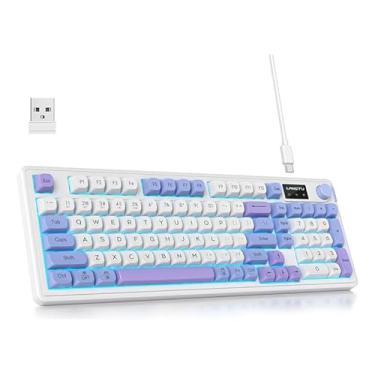 Imagem de Teclado Gamer Rgb Silencioso Bluetooth/2,4g Sem Fio/Com Fio