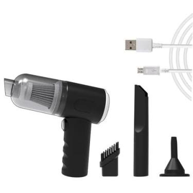 Imagem de Aspirador de Pó e Soprador Portátil Multifuncional Sem Fio Recarregável USB Ideal Para Limpeza de Carro, Sala, Cozinha, Quarto, Banheiro, Escritório (Preto)