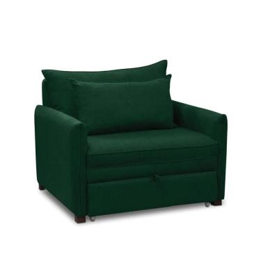 Imagem de Poltrona Cama Retrátil Solteiro com Rodízio Cloe Bouclê Verde E03 - D`Rossi