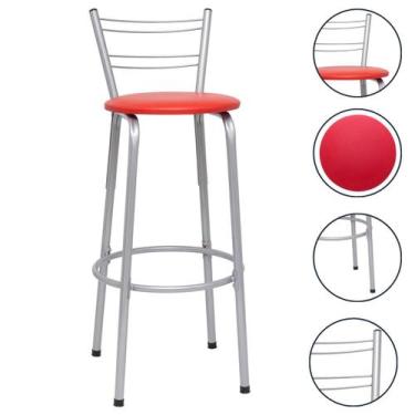 Imagem de Cadeira Alta Flórida Encosto Aramado 70Cm Cozinha Varanda Estrutura Pr