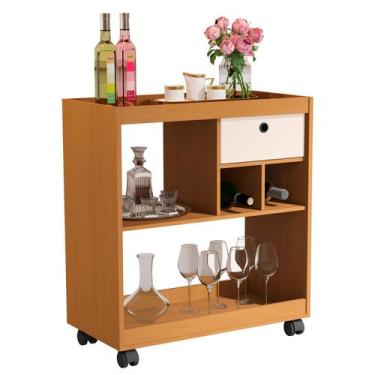 Imagem de Aparador Bar JB 4000 com Design Moderno com Rodizio - Nature - Off - J