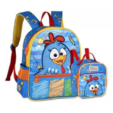 Imagem de Kit Mochila de Costas P + Lancheira Clio Galinha Pintadinha, Azul