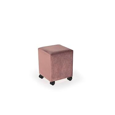Imagem de Puff Diks veludo rosa com rodízios