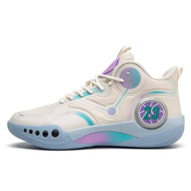 Imagem de Tênis de basquete masculino de cano alto, ultraleve, respirável, com sola de absorção de choque(Beige,43 BR)