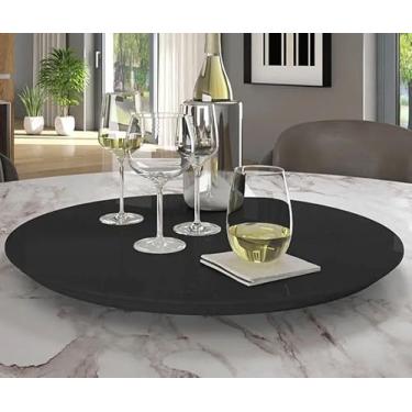 Imagem de Prato Giratório em MDF e vidro fixo laqueado 60 cm, cor Preto, para Mesa, Mesa Posta, Decorativo, Servir Mesa