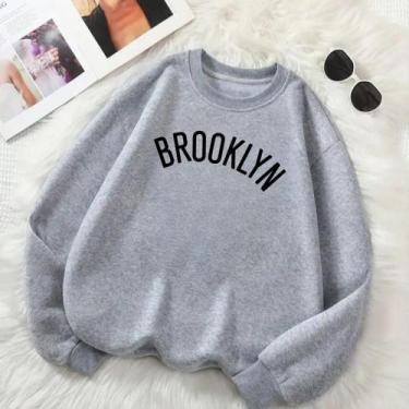 Imagem de Moletom Unissex Feminino Masculino GOLA CARECA Estamp Brooklyn Inverno