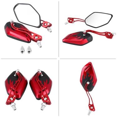 Imagem de Espelhos de Vista Traseira Vermelha, Braço de Liga de Alumínio Com Espelho Ultra Transparente, Parafuso de Junta Totalmente Ajustável, Casca de Acabamento de Tinta Ritzosa,