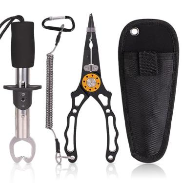 Imagem de Meloyankoo Alicate De Pesca Multifuncional, Ferramenta Pesca, Equipamento Com Mosca, Pinça Para Lábios Peixe, Removedor Anzol, Anel Dividido, Presentes Gelo Homens