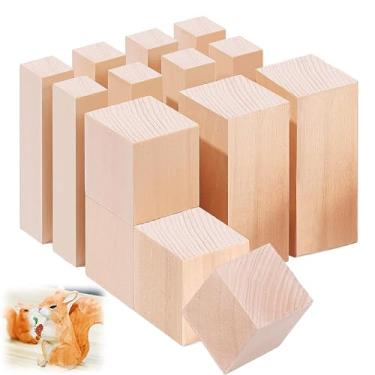 Imagem de Yinmazzsan Kit De Blocos Escultura Em Madeira Tília Com 14 Peças, 3 Tamanhos, Para Iniciantes, Crianças E Adultos (2X2X2, 4X1X1, 4X2X2)