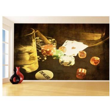 Imagem de Papel De Parede 3D Salão De Jogos Cartas Poker 3,5M Jcs55 - Você Decor