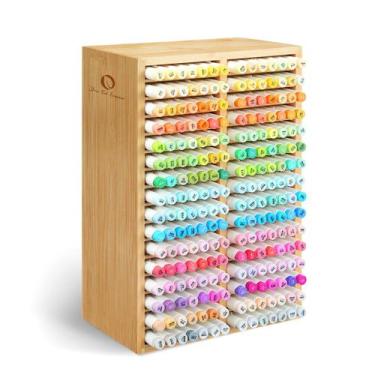 Imagem de Marker Organizer Ohu Bamboo Desktop Storage 224 marcadores - Ohuhu