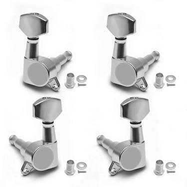 Imagem de SAPHUE 4 peças de pinos de afinação quadrados de ukulele 2R2L para acessórios de ukulele de 4 cordas com parafusos de montagem (cromado)