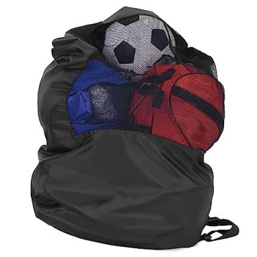 Imagem de Bolsa de malha de bola portátil saco de armazenamento esportivo d'água durável para basquete de futebol de vôlei de futebol oxford pano preto 110 x 45 cm