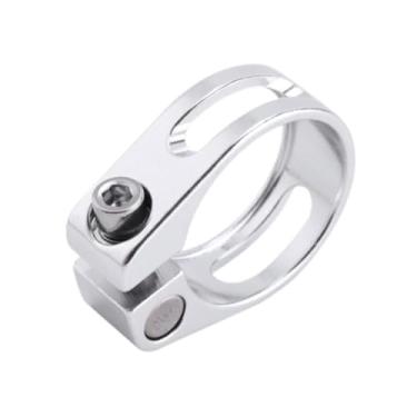 Imagem de Dynwave Grampo de canote de selim de bicicleta, tensor de tubo de selim de bicicleta, acessórios de liga de alumínio, clipe de tubo de selim, fácil de, 34.9 Mm Prata