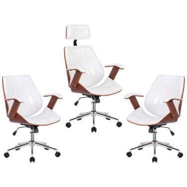 Imagem de Kit 2 Cadeiras de Escritório Juliette Diretor e 1 Presidente Giratória