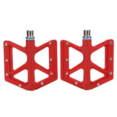 Imagem de Pedal de bicicleta dobrável Eixo de titânio de titânio Nylon Mountain Mountain Bike Pedal Anti Slip Design Hollow Pedal de ciclismo para bicicleta de estrada Redor Red 1 par