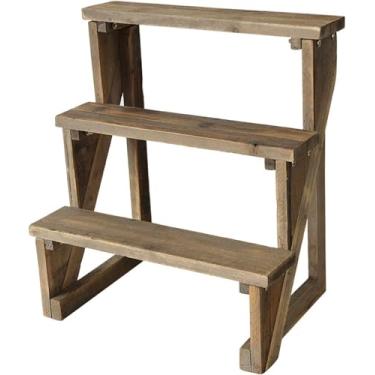 Imagem de Keluis Woode Ladder Plat Stad, Suporte De Vaso De Flores De 3 Camadas Para Idoor Pátio Doméstico Ao Ar Livre Lei Garde Balcoy Orgaizer Plater Holder