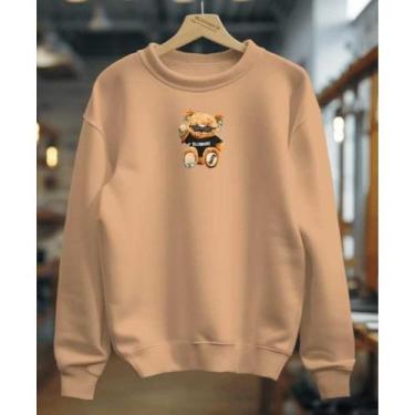 Imagem de Moletom Careca Gola Redonda Unissex Masculino e Feminino Flanelado Blu