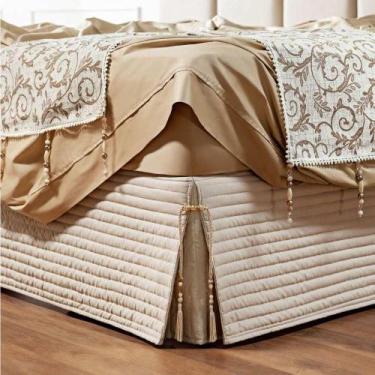 Imagem de Saia Para Cama Box Queen Dual 1 Peça Bege - DECORATIVA ENXOVAIS