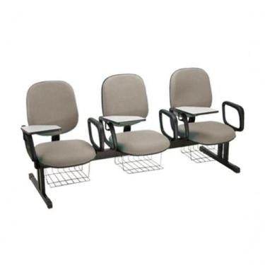 Imagem de Cadeira Em Longarina Para Escolas Linha Uno Bege - DESIGN OFFICE MÓVEI