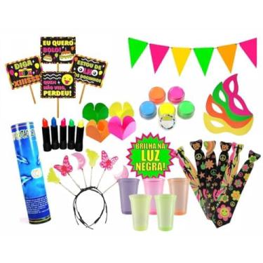 Imagem de Kit 393 Itens Festa Neon Balada Copo Forminha Completo (KIT)
