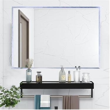 Imagem de Espelho De Banheiro Retangular Preto Jzh, Espelho Hd Simples Golde, Espelho De Parede Moder Prateado, Silver, 50x70cm(19.68x27.55in)
