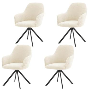 Imagem de Lzyjckh Capa elástica para cadeira de jantar com encosto curvo, Capa para cadeira de bar giratória com braços, para decoração de sala de estar, quarto e casa,Beige 4pcs