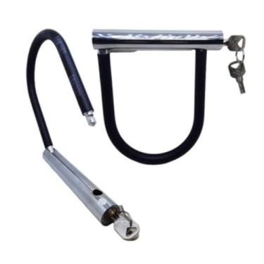 Imagem de Cadeado U-lock Reforçado Chave Tetra Bike Moto Antifurto (Preto)