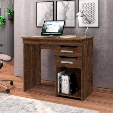 Imagem de Mesa de Escritório Home Office Veneza 90cm com 2 Gavetas - Imbuia