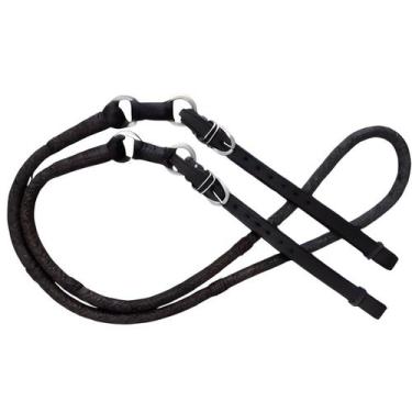 Imagem de Rédea rabo de tatu Trançada De Couro para cavalo - selaria shopping do