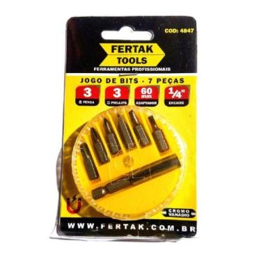 Imagem de jogo de bits 7 peças fenda phillips com adap. magnetico - fertak