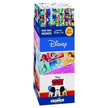 Imagem de Papel de Presente Disney Sortido 100 Folhas 70cm x 1m Cromus Estampas Variadas