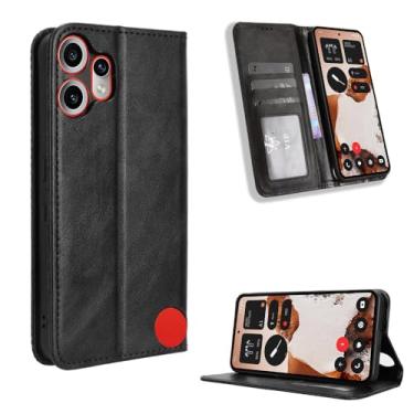 Imagem de Kukoufey Capa protetora compatível com Nothing CMF Phone 2 Pro, capa carteira de couro flip compatível com Nothing CMF Phone 2 Pro, capa preta