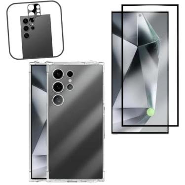 Imagem de Kit Capinha AntishockTransparente + Película de Vidro 3D + Protetor de Lente para Galaxy S24 Ultra
