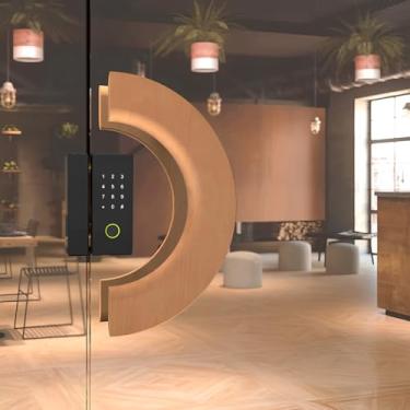 Imagem de Rzeloyde Maçaneta deslizante para porta de celeiro, puxador comercial para sauna/porta de vidro, maçaneta traseira para portas dianteiras de madeira (diâmetro 200 mm/7,87")