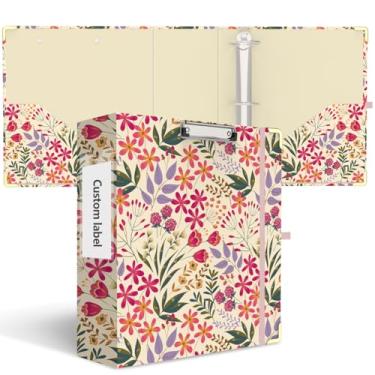 Imagem de Fichário de 3 anéis, 7,6 cm, linda prancheta decorativa de baixo perfil com armazenamento, fichários redondos de 7,5 cm para papel tamanho carta, organizador de fichário durável para material de