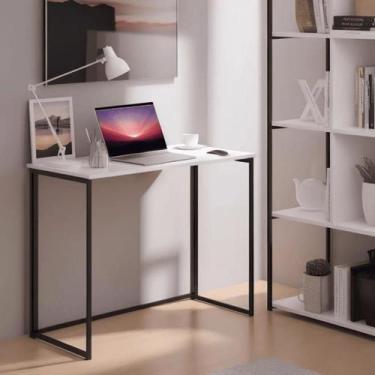 Imagem de Escrivaninha de Estilo Industrial 90x50 MDF Amadeirado  Conforto e Dur