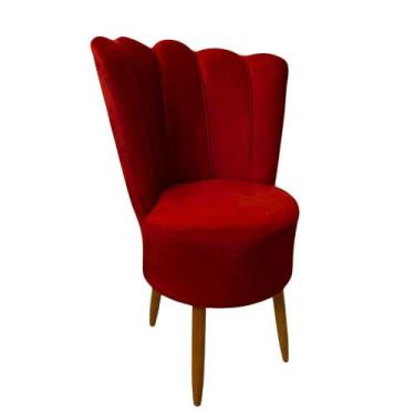 Imagem de Cadeira Poltrona Decorativa Pétala Veludo Luxo Premium Pés Retrô Palit