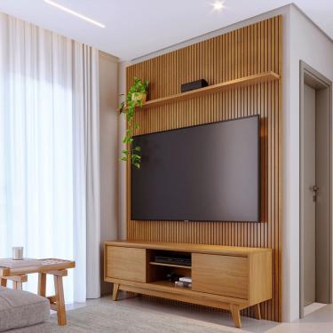 Imagem de Rack com Painel Frisado para TV até 65 Polegadas 2 Portas de Correr com Pés Milo Madetec