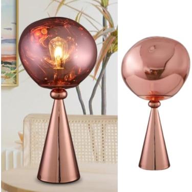 Imagem de Candeeiro De Mesa De Cabeceira Moderno Lâmpada De Cabeceira Globo Lâmpadas Cinza Fumaça Abajur Espelhado Contemporâneo Derretendo Led Luz De Mesa Lâmpada De Mesa Redonda P, Rose Gold